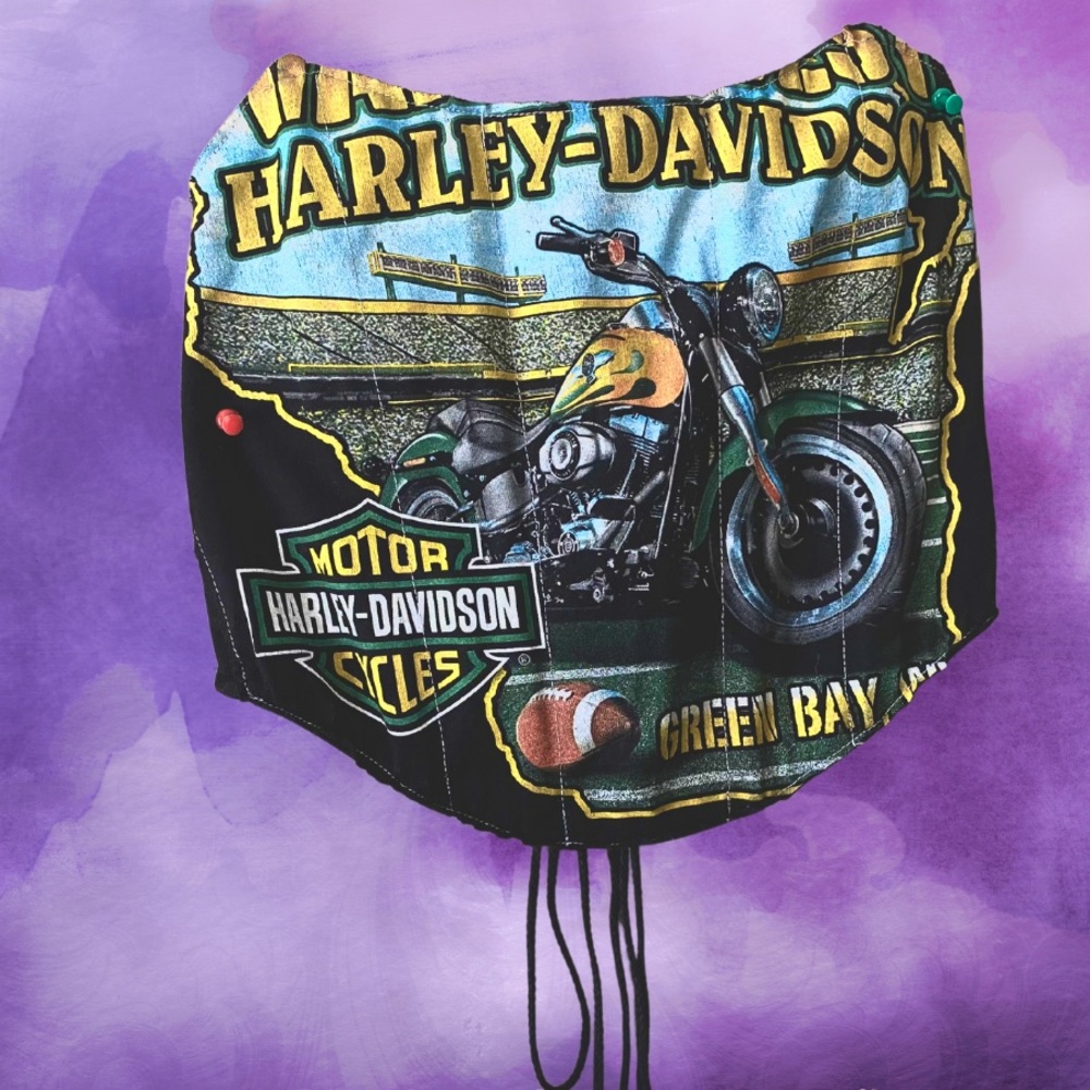 Harley Davidson fairy grunge strapless corset top